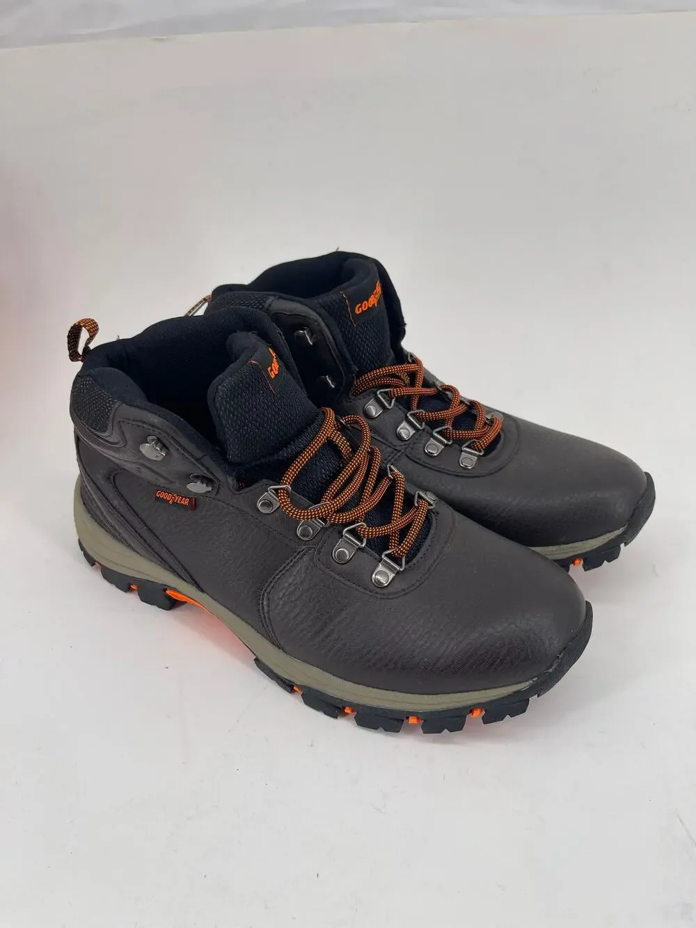 Goodyear Men's Black Hiking Boots with Orange Accents, Size: 10.5